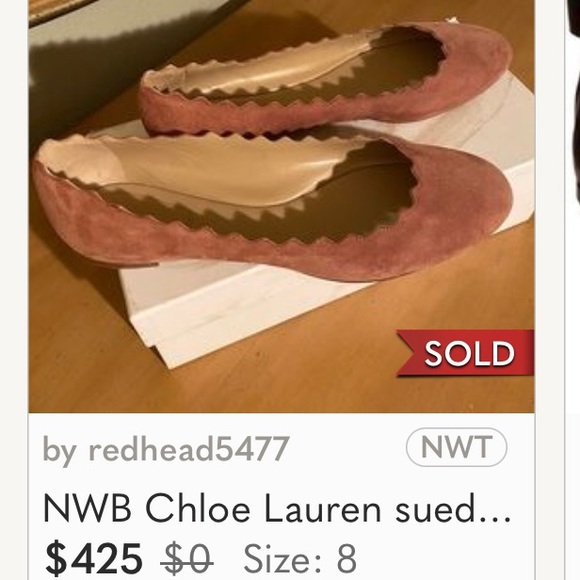 NWT Chloé Black Suede Scalloped Gold Studded Ballet Flat - Picture 3 of 16